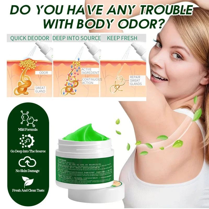 Powerful Body Odor Underarm Care Bleaching Cream Man Women Effectively Remove Odor Refreshing Lasting Aroma Cream Body Care