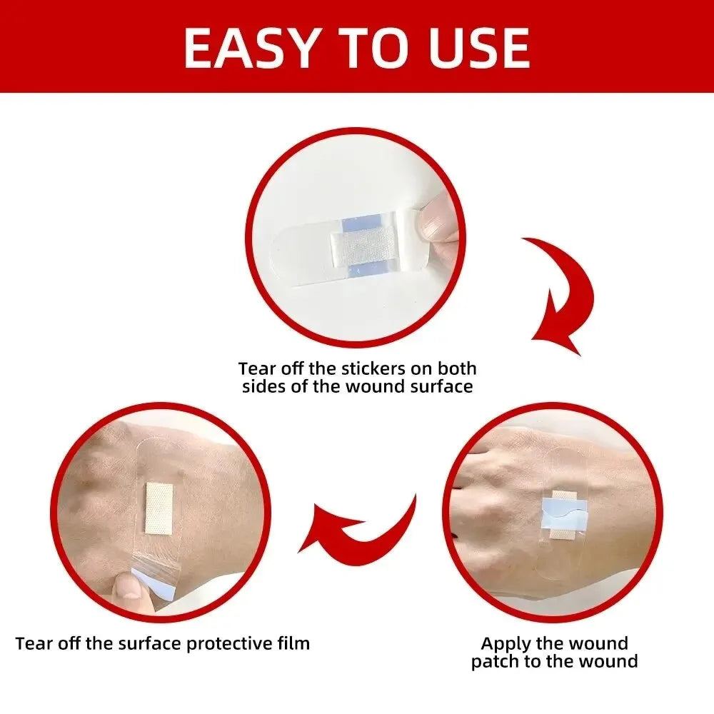 CARBOU 120pcs PU Transparent Waterproof Band Aid Adhesive Medical Strips Plaster for Wound Sports Bathing