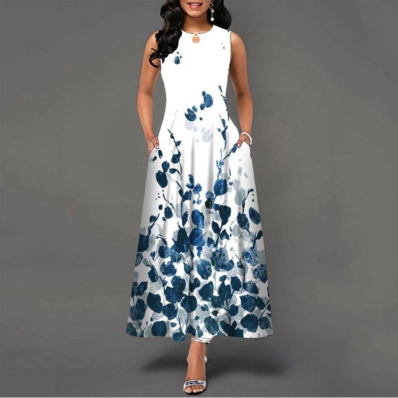 Women New Loose Floral Vintage Hole Ruffles Befree Dress Large Big Summer Camis Party Elegant Maxi Dresses