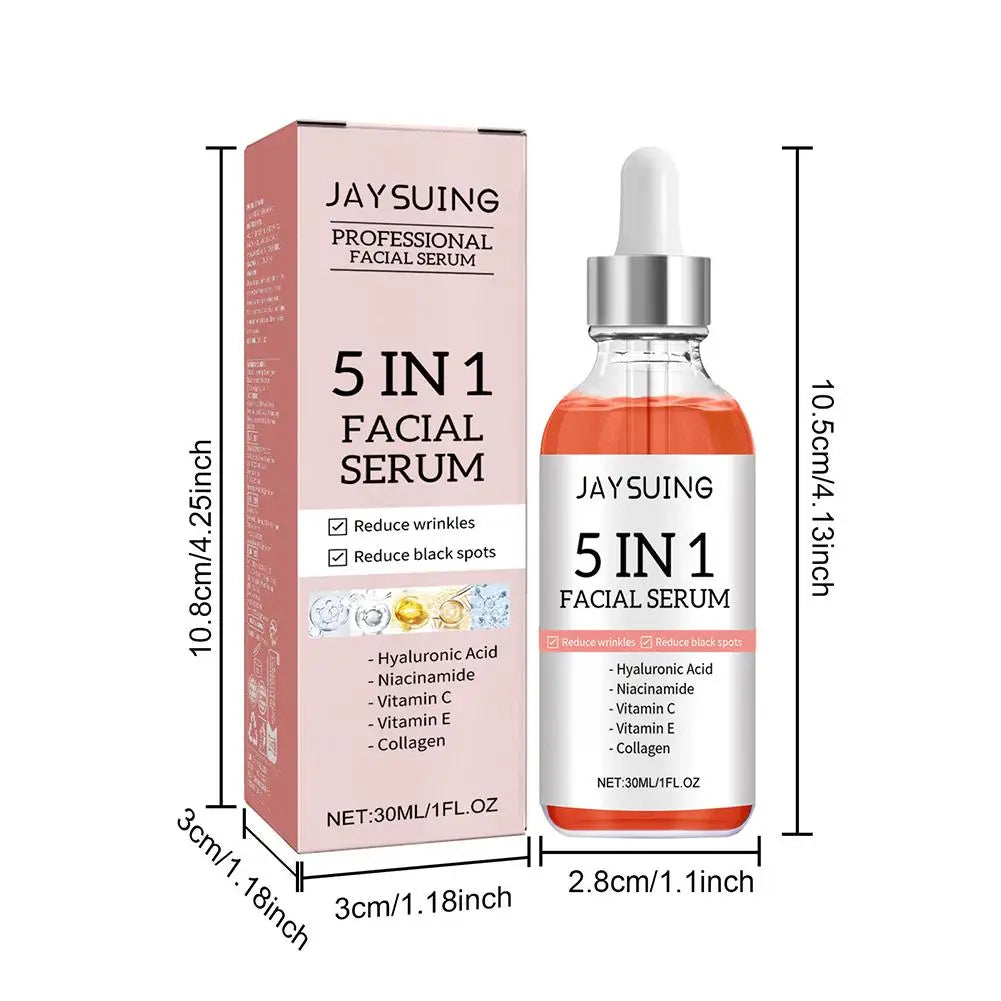 1pcs 30ml 5 In 1 Face Serum Moisturizing Hyaluronic Acid Vitamin C Facial Serum smoothing Brightening Skin Care