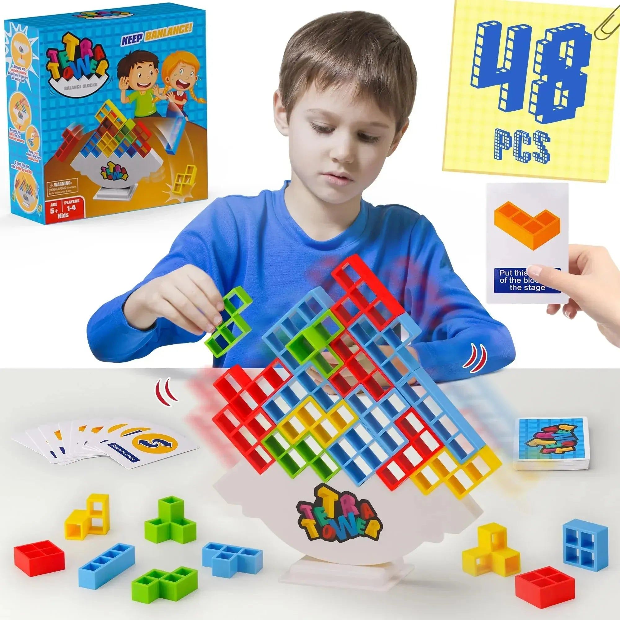 Building Block Brick Toy Balance Stacked Tetra Tower Game