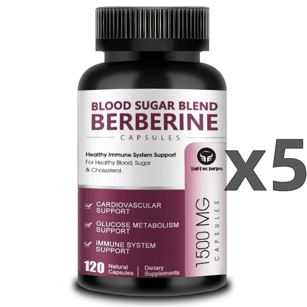Berberine Supplement 1500mg Support Cardiovascular, Blood Pressure & Sugar High Potency with Ceylon Cinnamon, Turmeric Vegan