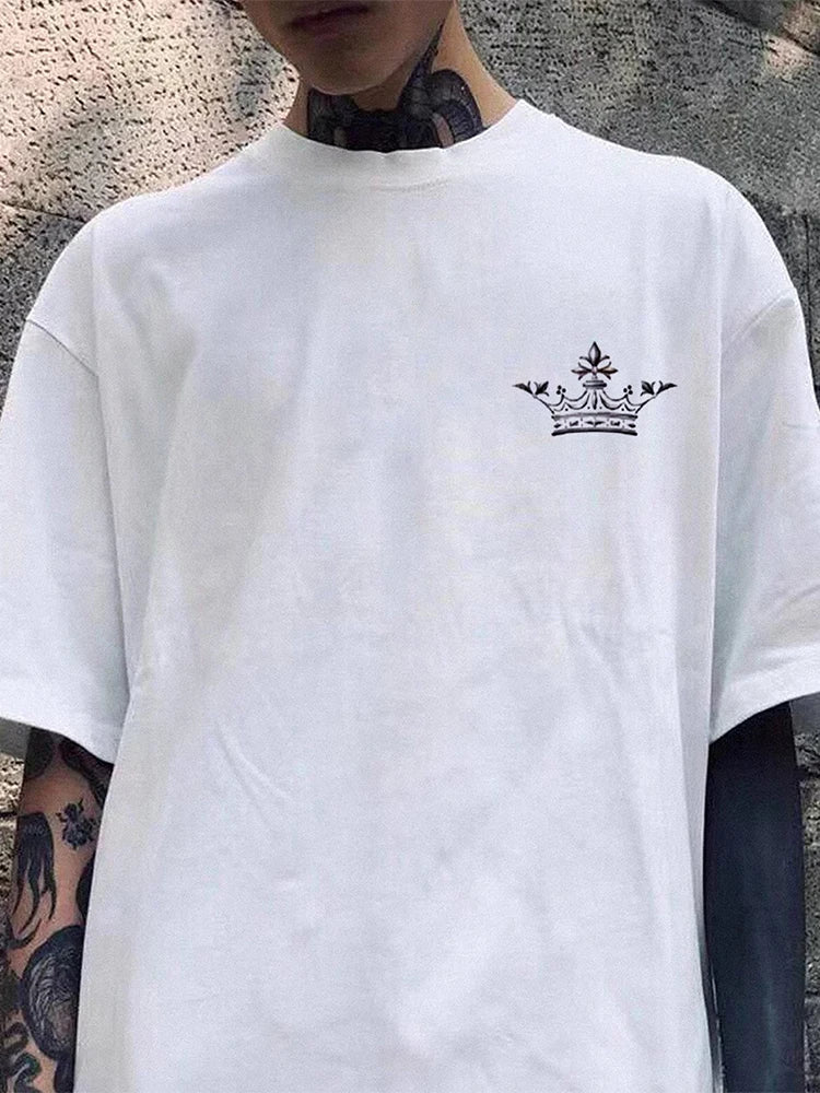 2024 Summer New Casual O Neck Cotton Tees Men Vintage Gothic Printed T Shirts For Men Harajuku Short Sleeve Pullover Tops Male