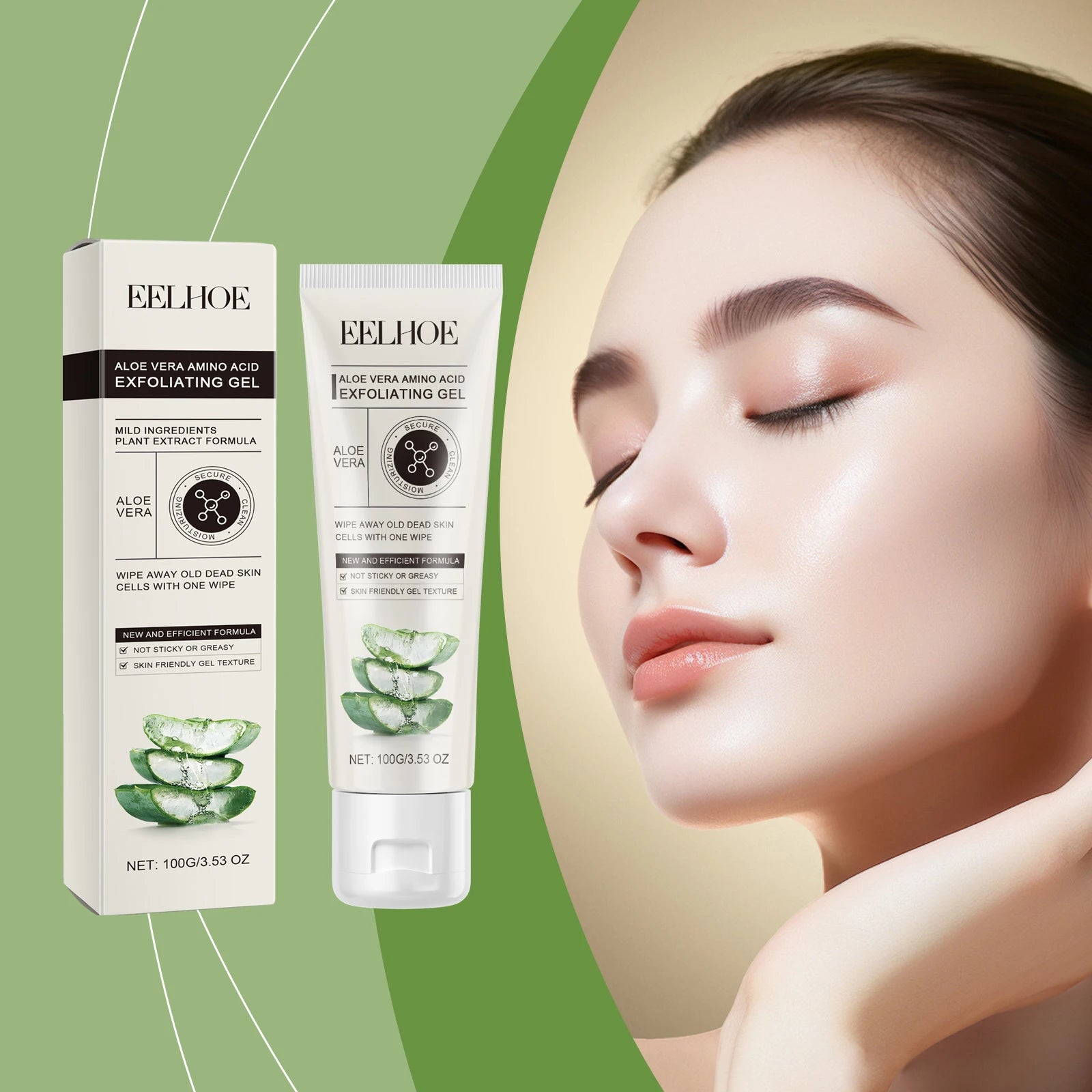 Aloe Vera Amino Acid Gentle Exfoliating Gel for Face Deep Cleansing Skin Purifying Moisturizing Facial Care