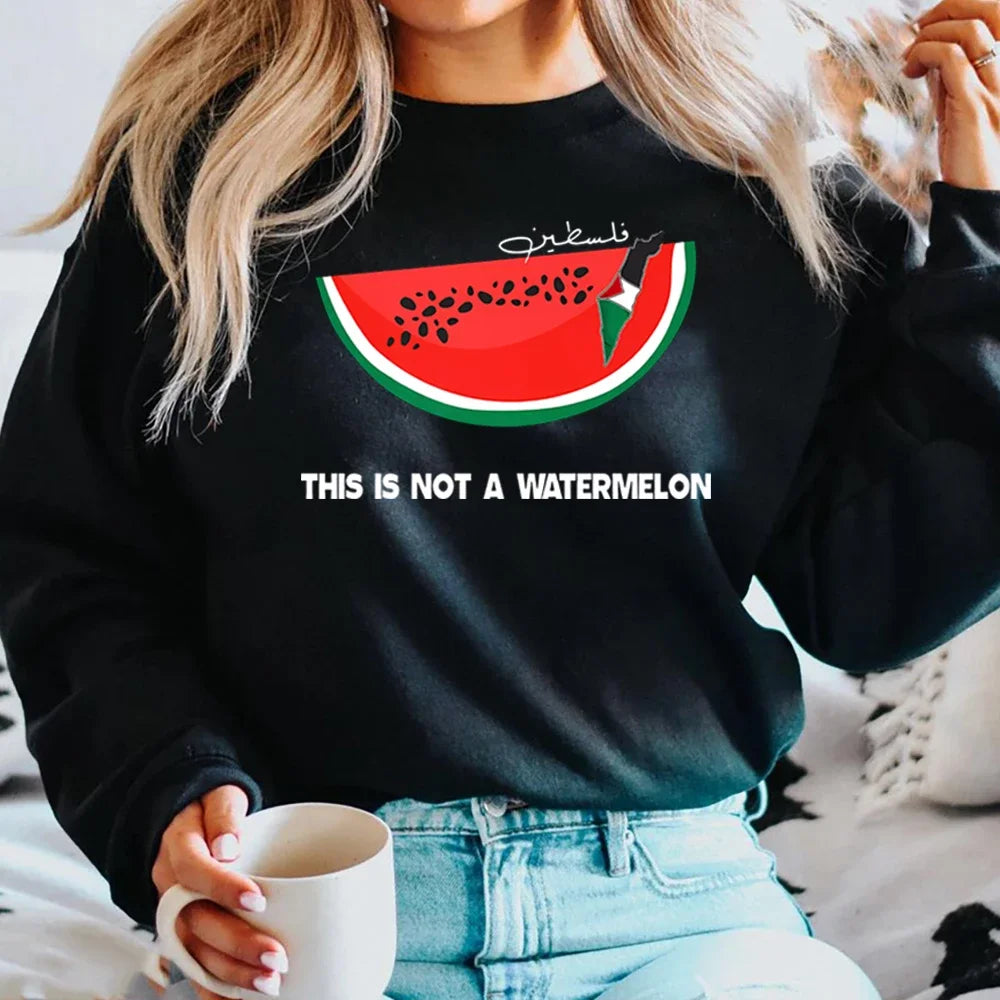 This Is Not A Watermelon Sweatshirt "Ceci N'est Pas Une Pastèque" Hoodie Freedom Crewneck Sweatshirt Arab Gift Pullover