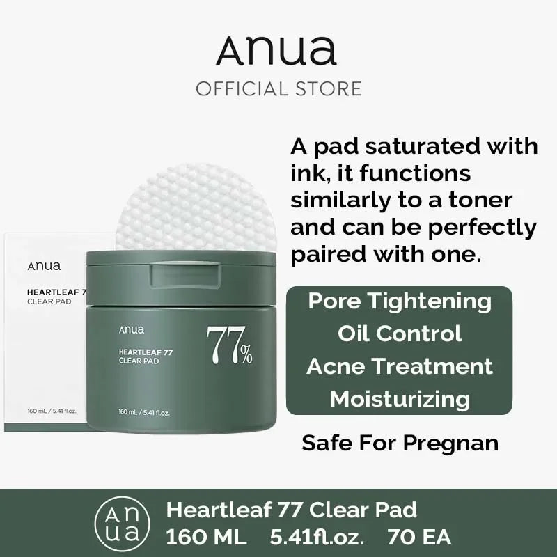 Anua Korean Skin Care Products Sets Heartleaf 77% Clear Pad 70 EA Deep Clean Gentle Heartleaf Cleansing Oil Remove Acne 200ml