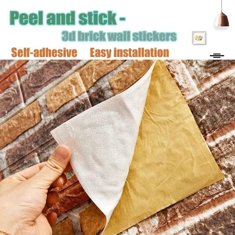 10PCS 3MM Self-adhesive 3D Brick Wallpaper PE Foam Waterproof Wall Panels Peel and Stick Wall Stickers Home Diy Decoration