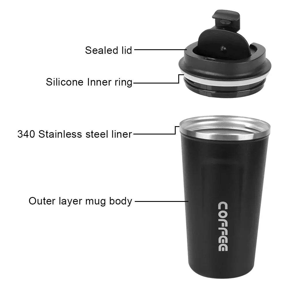 Thermo Cafe Car Thermos Mug for Tea Water Bottle Coffee Leakproof Travel Thermo Cup Coffee Mug 380ml 510ML Stainless Steel Mug