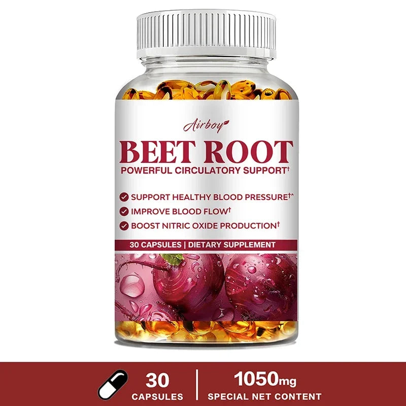Beet Root Capsules - Blood Pressure Support, Heart Health, Improves Circulation, Blood Flow