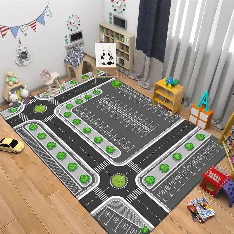 Children's Anti-slip Rug Crawl Mat Road Traffic Route Map Rug Living Room Sofa Coffee Table Carpets Baby Climbing Play Carpet