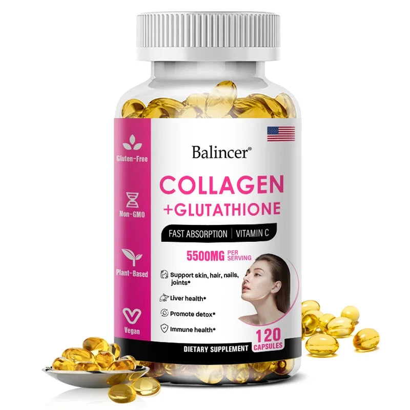 L-Glutathione and Collagen Supplement To Support Skin Care, Nails, Hair, Antioxidants and Immune System