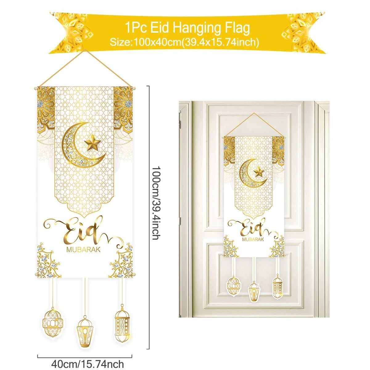 Eid Mubarak Decoration 2025 Hanging Flag Ramadan For Home Door Islamic Muslim Party Decor Ramadan Kareem Banner Eid Al-Fitr Gift