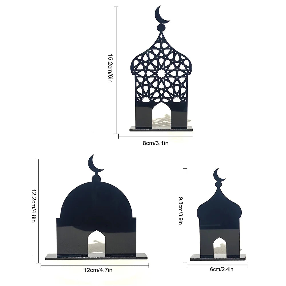 Muslim Ramadan Festival black white solid color metal desktop ornaments decorated with gold printing hollow printing decorations
