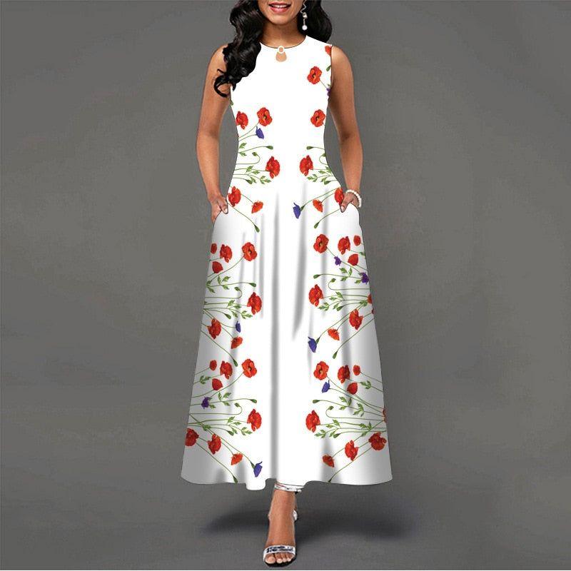 Women New Loose Floral Vintage Hole Ruffles Befree Dress Large Big Summer Camis Party Elegant Maxi Dresses - Jointcorp