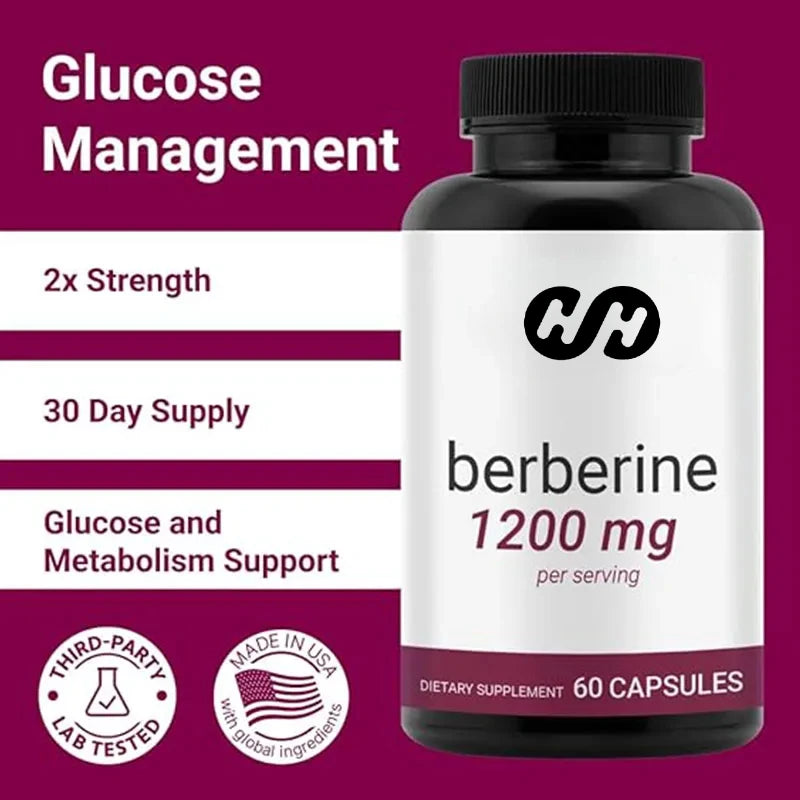 Berberine Supplement -1200mg Per Serving - Berberine HCI - Berberine Plus -60 Capsules