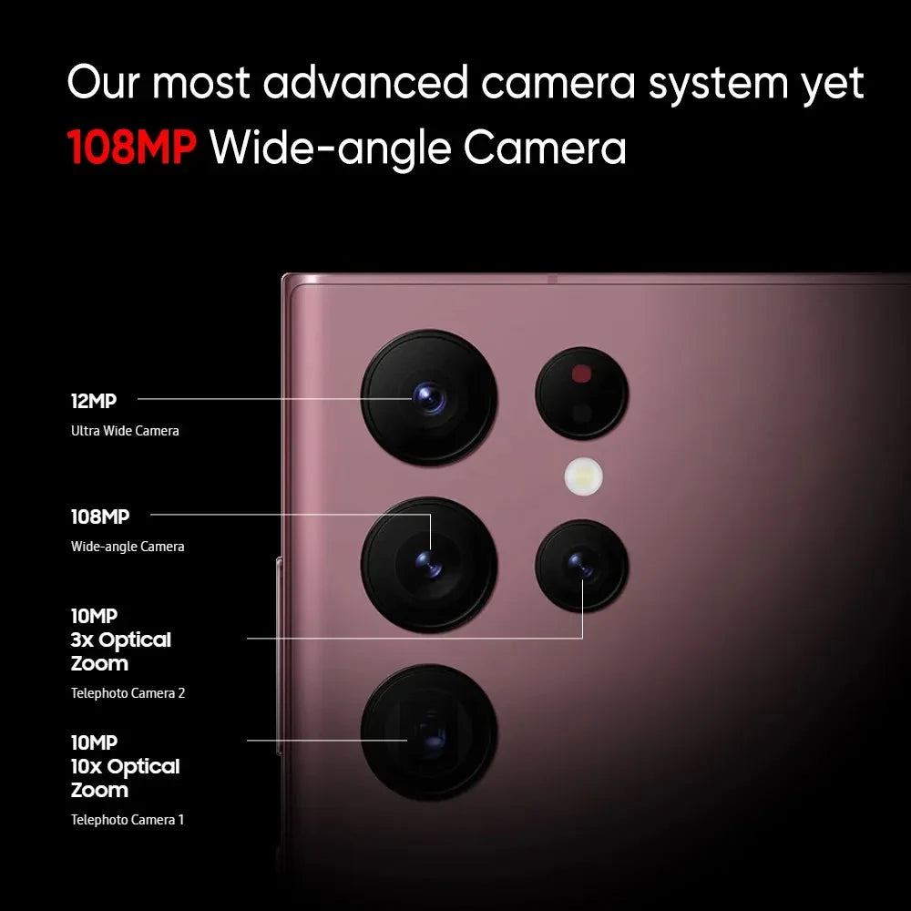 Global Version Samsung Galaxy S22 Ultra Snapdragon 8 Gen 1 120Hz AMOLED Display 108MP Dual Cameras & Galaxy S20 Ultra 5G Phone