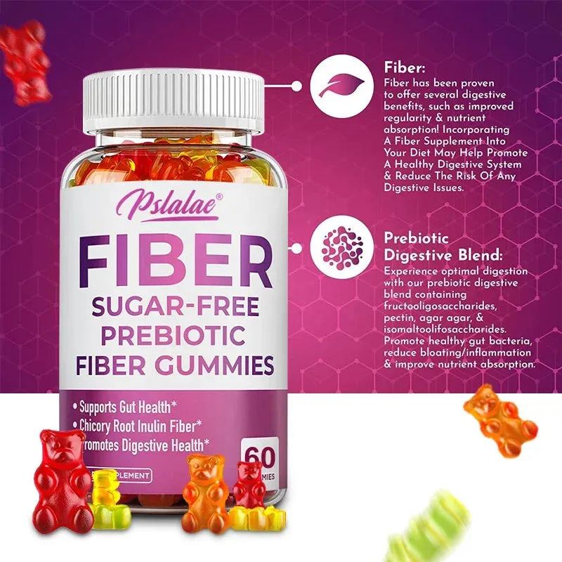 Adult Sugar-Free Prebiotic Fiber Gummies - Non-GMO with 5G Fiber and 5.4G Prebiotic Digestive Blend