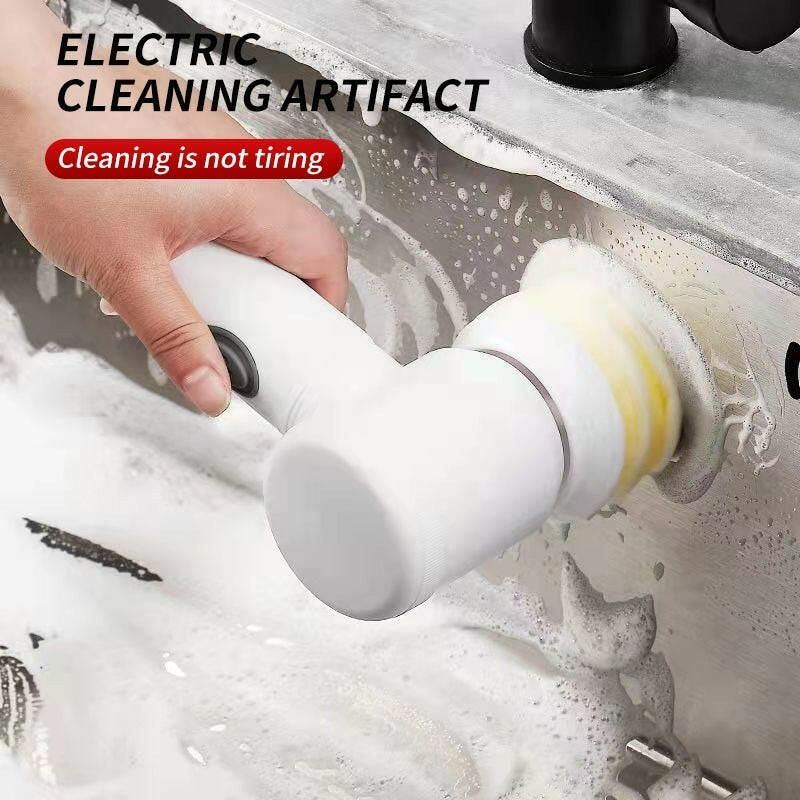 Electric Cleaning Brush Bathroom Wash Brush Kitchen Cleaning Tool USB 5-in-1 Handheld Bathtub Brush Electric Brush Cleaner Sink