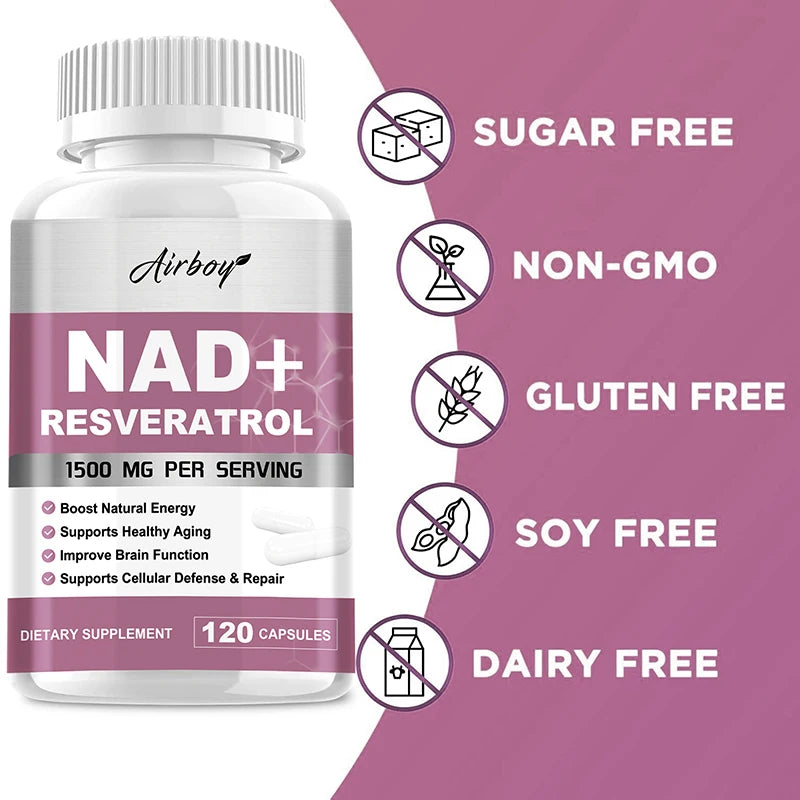 NAD + Resveratrol - Anti-Aging Cell Booster,NAD+ Booster, Nicotinamide Riboside Alternative, Natural Energy & Cellular Health