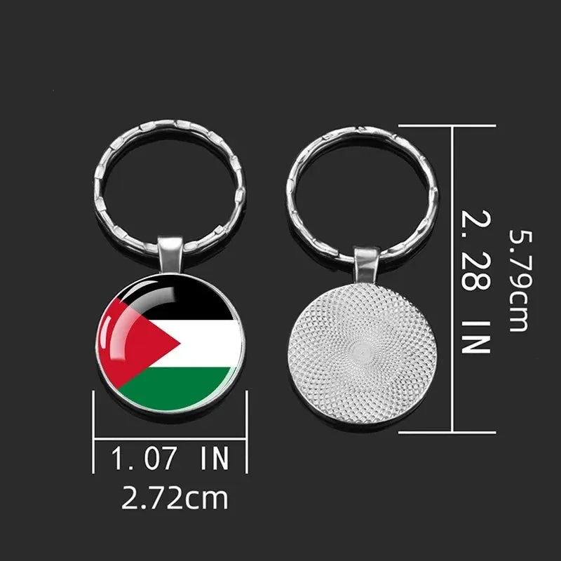 Palestine Flag Keychain Glass Alloy Key Chain Patriot Gift for Palestinians