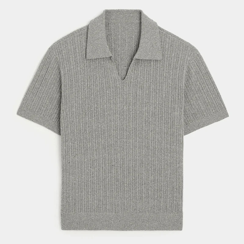 Trendy Solid Color Slim Polo Shirts Mens Summer Short Sleeve Turn-down Collar Knit Tops For Men Streetwear Casual Polo Pullovers