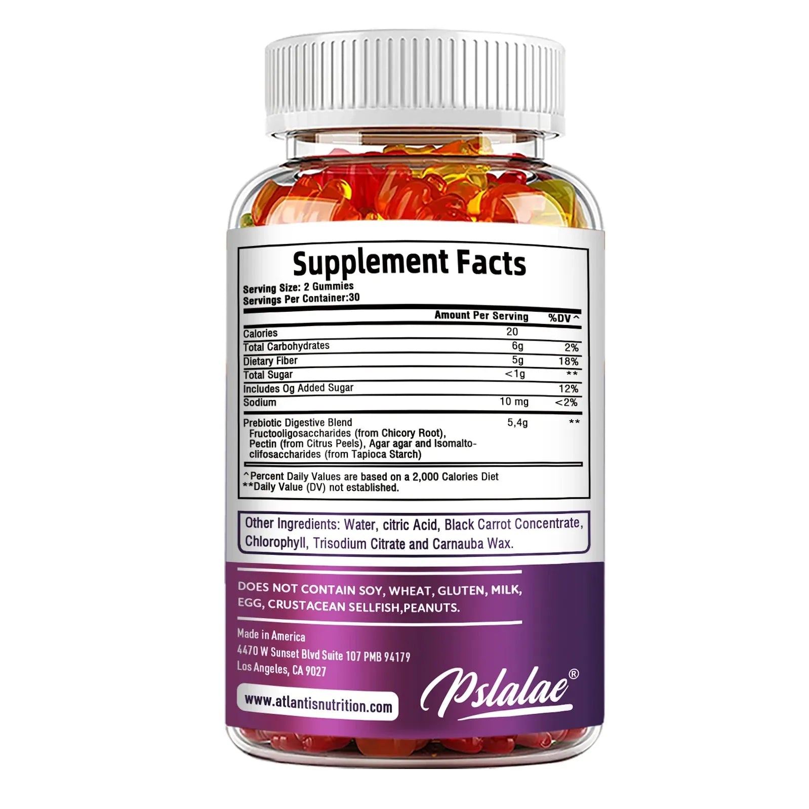 Adult Sugar-Free Prebiotic Fiber Gummies - Non-GMO with 5G Fiber and 5.4G Prebiotic Digestive Blend