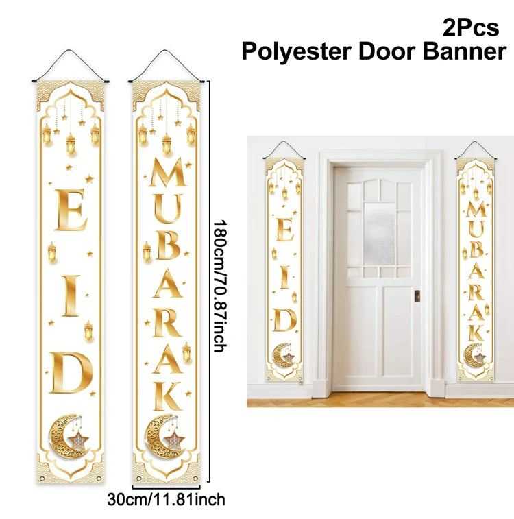 Ramadan Decoration 2025 Door Banner EID Mubarak Decor for Home Porch Banner Ramadan Kareem Islamic Muslim Party Eid Al-Fitr Gift