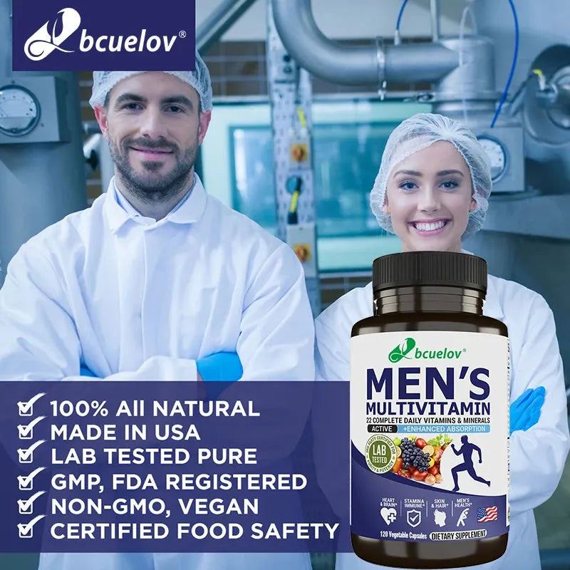 Bcuelov Daily Complete Vitamins & Minerals - Men's Health, Skin & Hair, Stamina Immune System