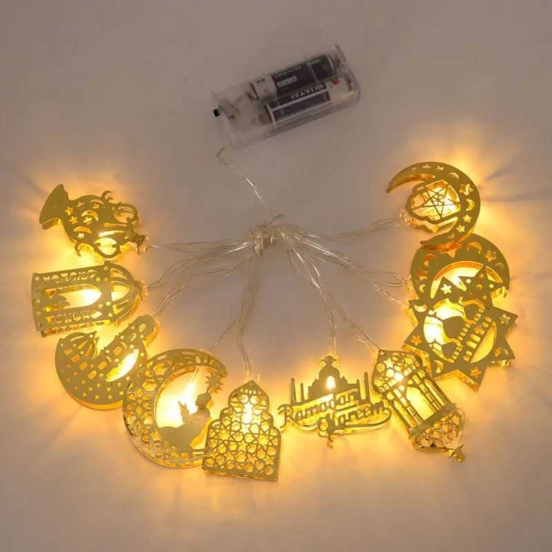 Ramadan Decoration Plastic Lantern Led String Lights Ramadan Kareem Decor Eid Mubarak Gift Al-Fitr Eid Festival Party Supplies