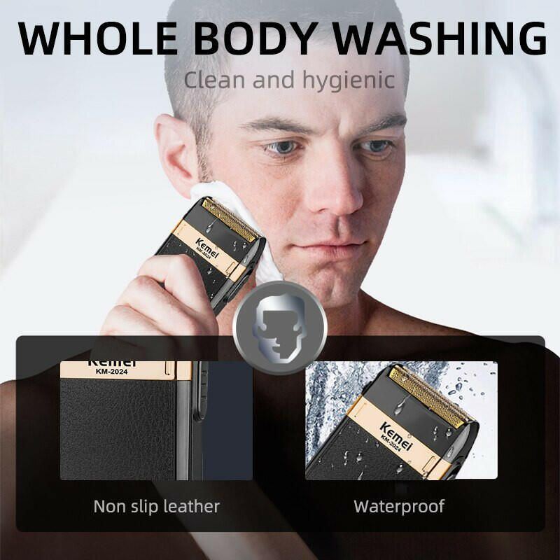 Kemei Electric Shaver for Men Twin Blade Waterproof Reciprocating Cordless Razor USB Rechargeable Shaving Barber Trimmer