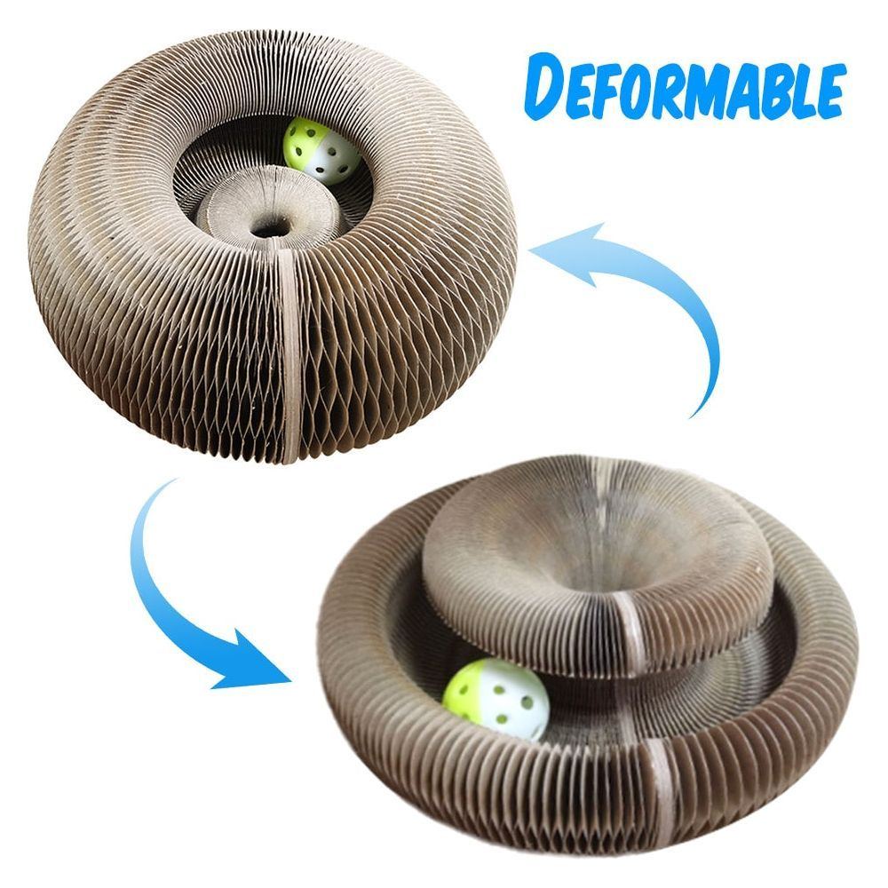 Magic Organ Foldable Cat Scratch Board Toy with Bell Cat Grinding Claw Cat Climbing Frame Round Corrugated Cats Interactive Toys - Jointcorp