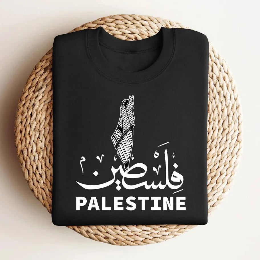 Palestinian Flag Map Arabic Font Palestine Mens Pullover Hoodie New 100% Cotton Casual Unisex Sweatshirt Fashion Streetwear