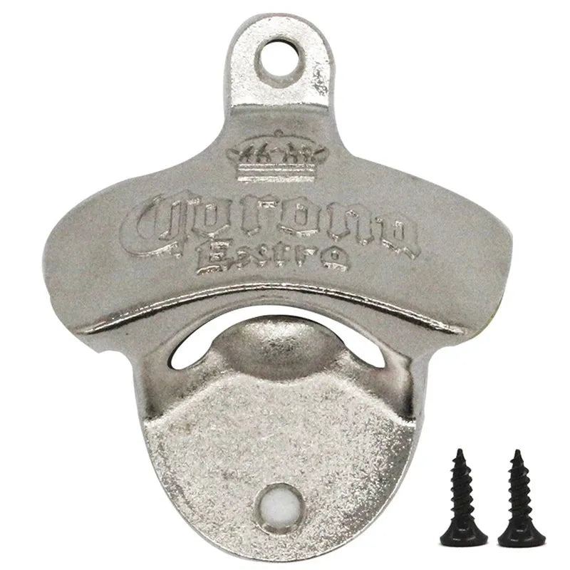 1PC Vintage Beer Bottle Opener Creative Wall Mounted Fixed Beer Bottle Opener Corona Zinc Alloy Bottle Opener