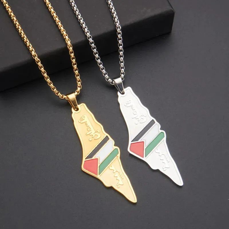 HNSP Palestine Flag Stainless Steel Pendant Chain Necklace For Men Jewelry Palestine Series Product Accessories