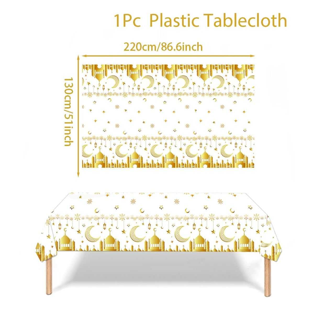 Eid Mubarak Star Moon Tablecloth Ramadan Kareem Decor for Home 2025 Islamic Muslim Party Eid Al Adha Supplies Castle Table Cover