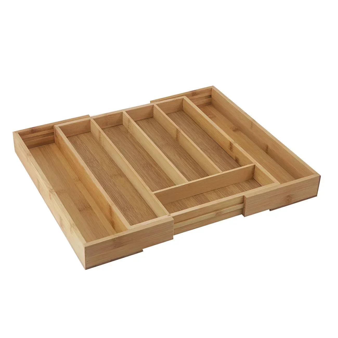 5-Grid Bamboo Drawer Organizer Kitchen knife Fork Cutlery Tray Expandable Utensil Flatware Storage Box For Kitchen & Home