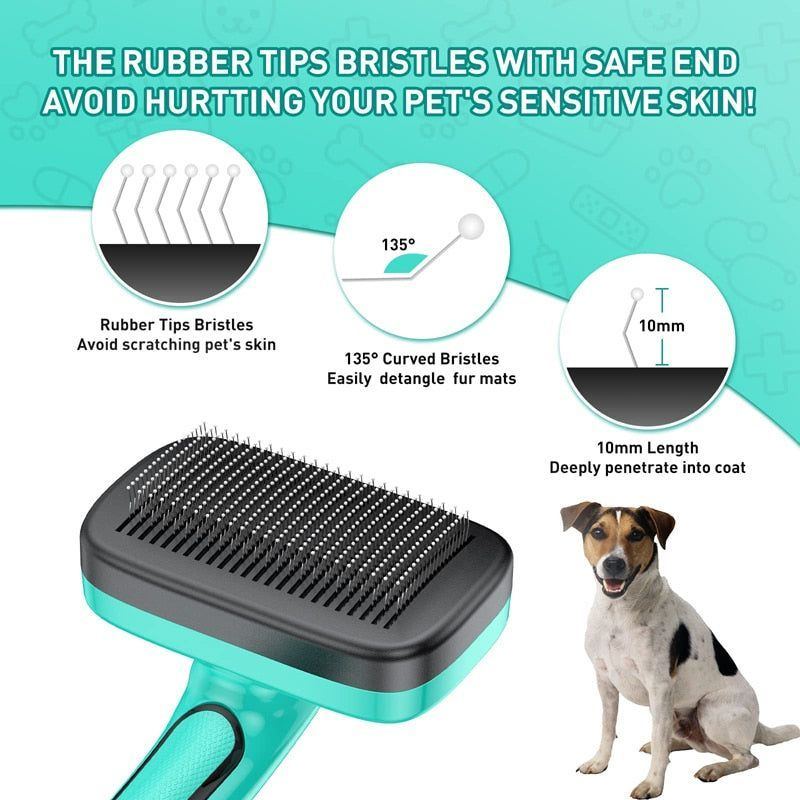 Dog Brush Pet Grooming Comb Remove Shedding Fur Mats Tangled Hair - Jointcorp