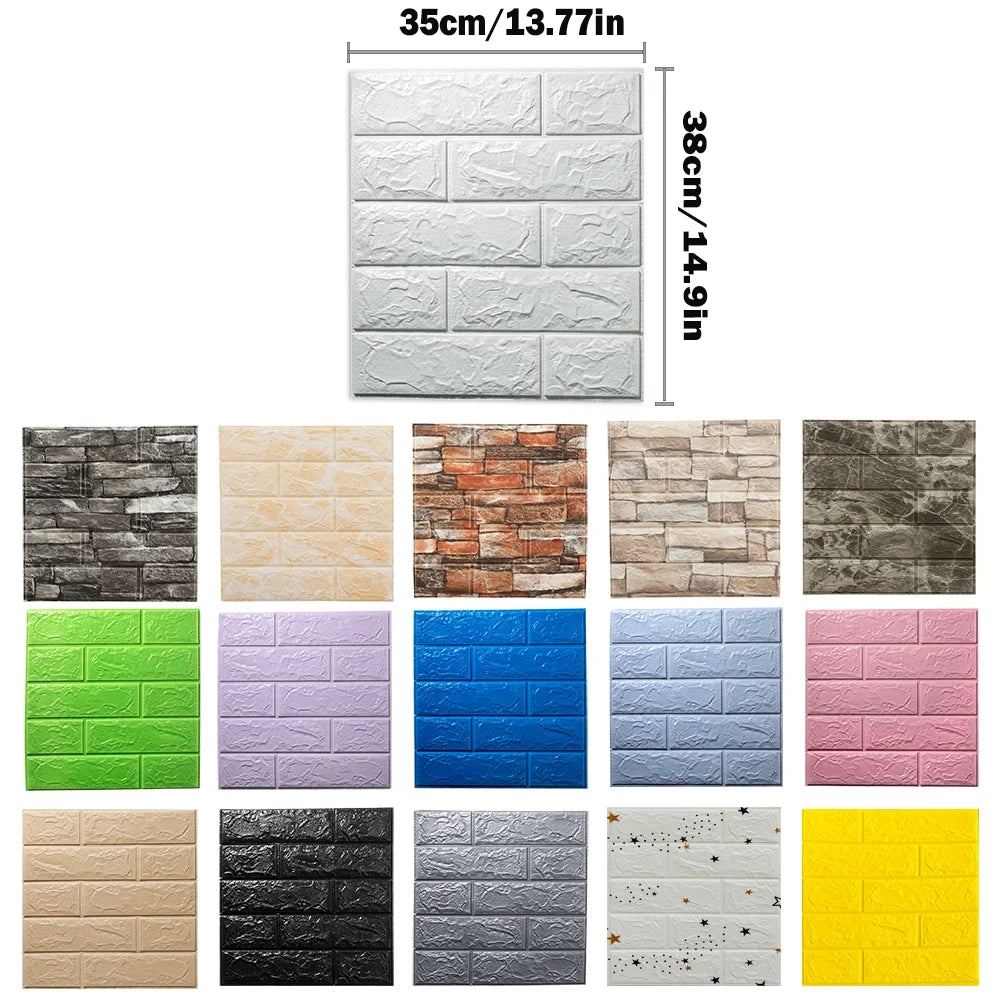 10PCS 3MM Self-adhesive 3D Brick Wallpaper PE Foam Waterproof Wall Panels Peel and Stick Wall Stickers Home Diy Decoration