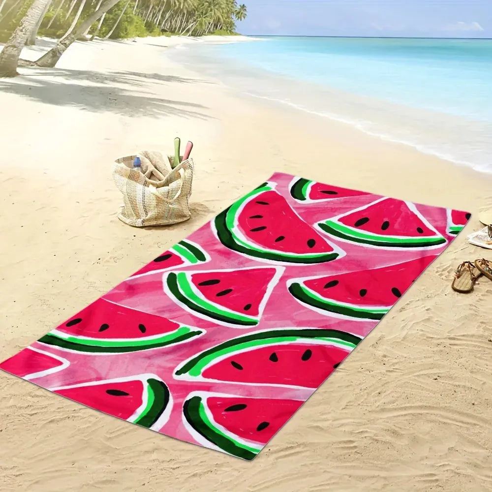 Watermelon Pattern Beach Towel, Lightweight Microfiber Beach Towel - Sandproof & Quick Drying, Perfect For Travel