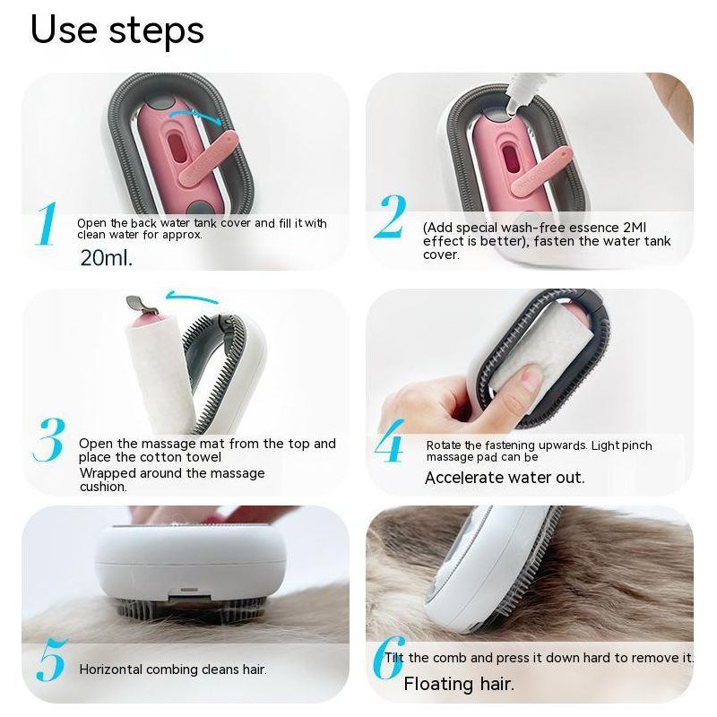 Cat Pet Cleaning Comb, Cat and Dog Hair Removal Brush, Cleaning Pet Grooming Brush, Water Injection, Massage, Pet Supplies - Jointcorp