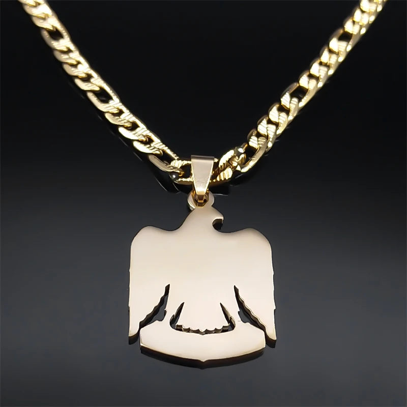 UAE Countries National Flag Falcon Eagle Necklace for Men Women Stainless Steel Gold Color Hip Hop Necklaces Jewelry N3242S05