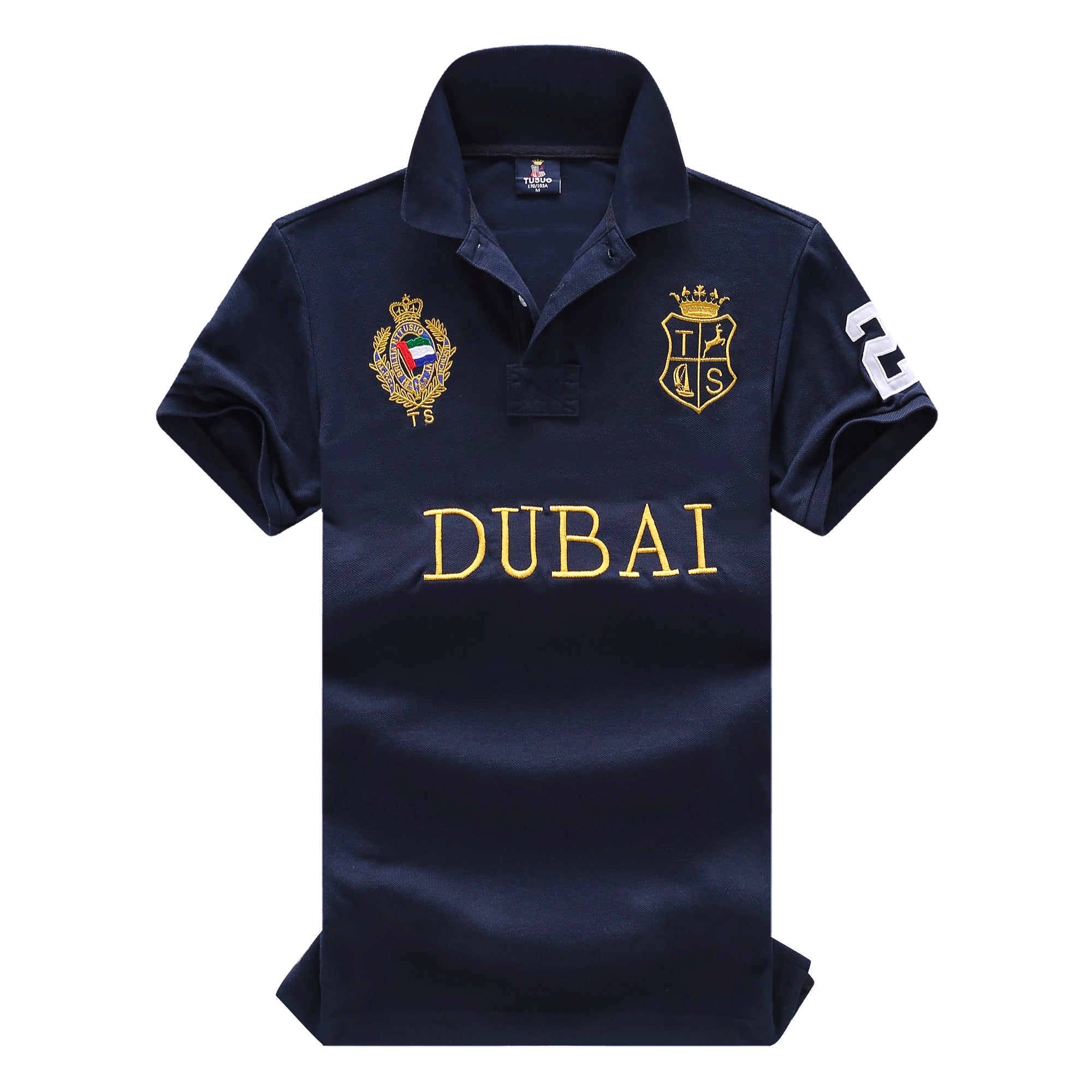 Men's polo shirt UAE Dubai short Royal casual sport party high-end cotton embroidery luxury contrast color original design