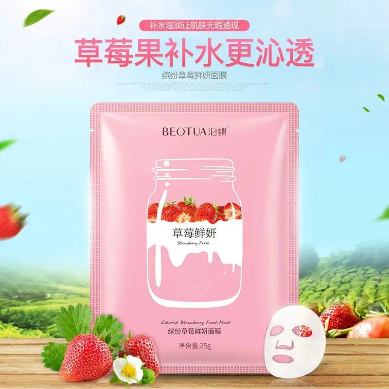 15pcs BEOTUA Fresh Fruit Face Mask Hyaluronic Acid Hydrating Facial Mask Moisturizing Firming Face Masks Skin Care