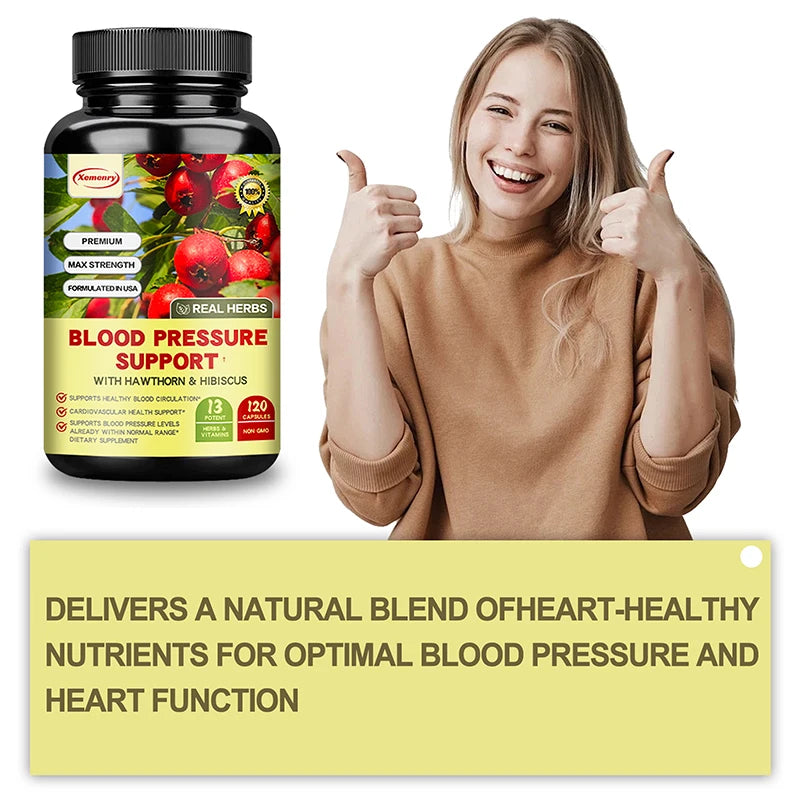 Blood Pressure Support - with Hawthorn & Hibiscus - Supports Cardiovascular Health and Promotes Blood Circulation