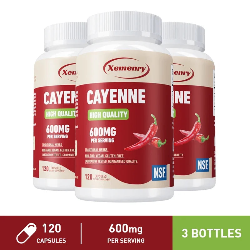 Cayenne Pepper Capsules - Promote Digestion, Detoxification and Cleansing, Enhance Immunity