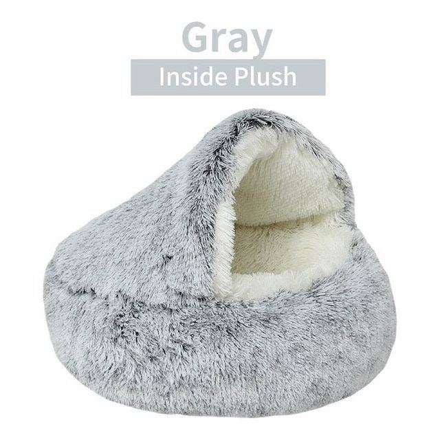 Plush Round Cat Bed Pet Mattress Warm Soft Comfortable Basket Cat Dog 2 in 1 Sleeping Bag Nest for Small Dogs - Jointcorp
