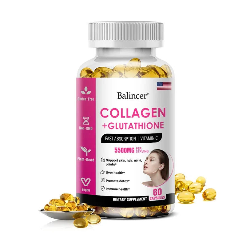 L-Glutathione and Collagen Supplement To Support Skin Care, Nails, Hair, Antioxidants and Immune System