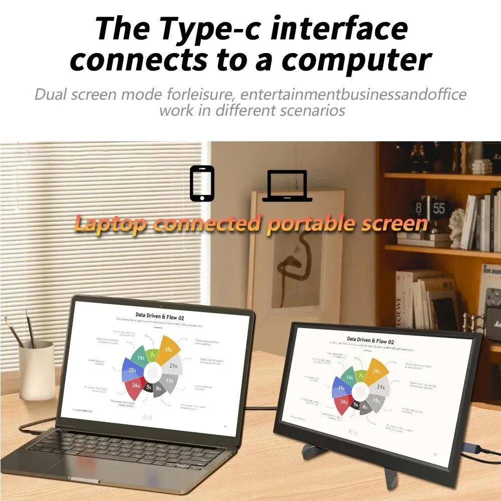 MUCAI 11.6 Inch Portable Monitor 16:9 60Hz Game Screen 45% NTSC 250Cd/m ² Laptop Mac Xbox PS4/5 Switch Display Type-c Interface