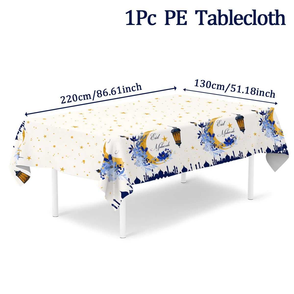 Eid Mubarak Star Moon Tablecloth Ramadan Kareem Decor for Home 2025 Islamic Muslim Party Eid Al Adha Supplies Castle Table Cover