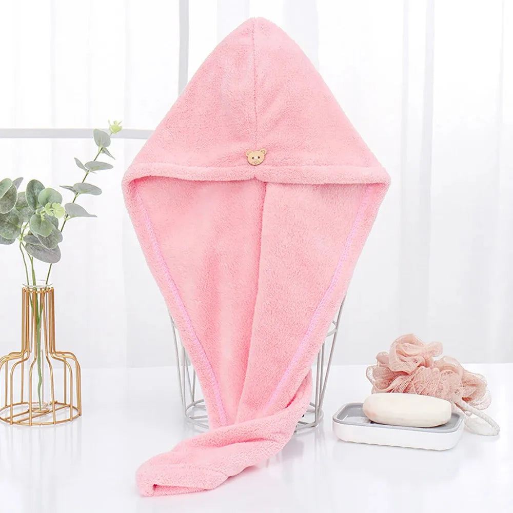 Women Hair Drying Hat Quick-dry Microfiber Hair Towel Cap Hat Bath Hats Solid Coral Velvet Super Absorption Turban Hair Dry Cap